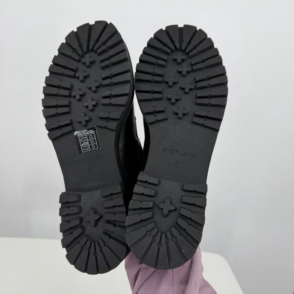 Everlane The Lug Loafer in Black Leather size 9 Women's Chunky Heel - Picture 12 of 14